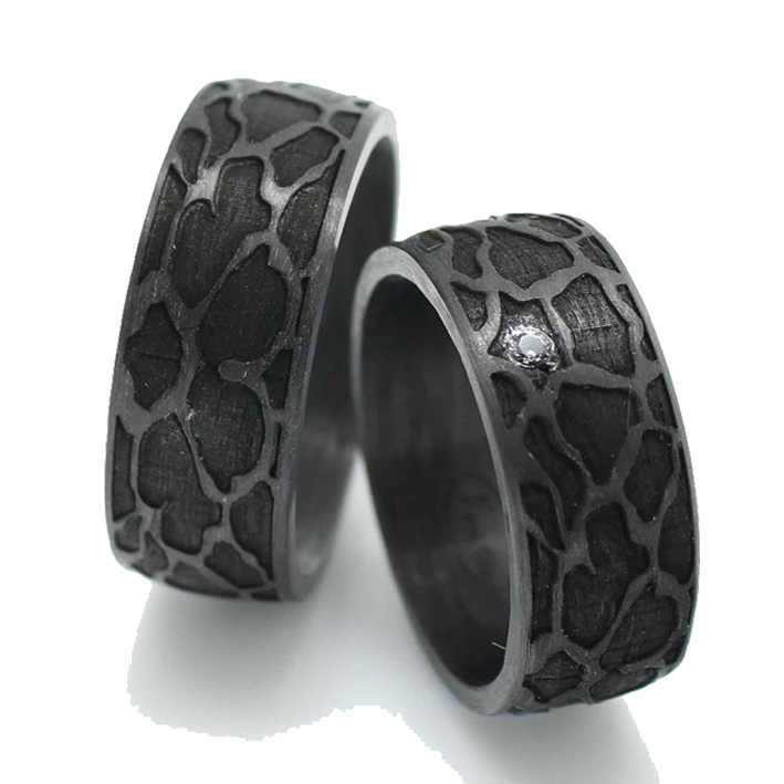 Anillos De Boda Carbono Puro Giraffe Alianzas De Titanio Deros